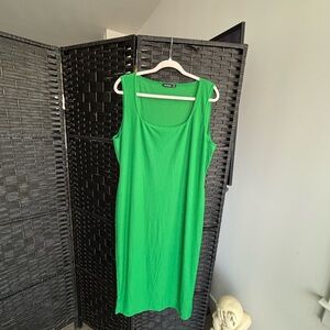 Boohoo Emerald Green Ribbed Dress